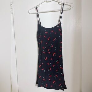 Blue Dress with Cherry Print